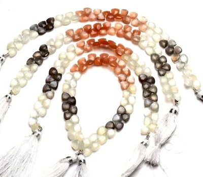 Natural Gem Multi Color Moonstone Faceted 7MM Size Trillion Shape Beads 8.5" - Image 1 of 4