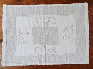 Nordstrom Blue Trains Baby Blanket Cotton Made in Great Britain Vtg Boys 29"x40" - Picture 1 of 4