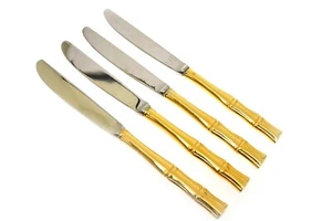 Towle Supreme Cutlery Vermai 24 Karat Plated Bamboo 8.5" Modern Solid Knife- 4 - Picture 1 of 2