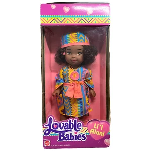 VTG 1993 Mattel Lovable Babies Li’l Alani Safari Tribal Girl Doll in Outfit NEW - Picture 1 of 13