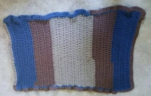 Handcrafted Pre-washed Chunky Yarn Throw Blanket Blue/Gray/Brown 60" x 40" - Picture 1 of 3