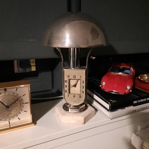 Mofem Hungary 1930 Art Deco Desk Table Lamp And Alarm Clock in VGC Cover