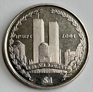 2002 British Virgin Islands 9/11 World Trade Center Coin / UNC / Copper-Nickel - Picture 1 of 4