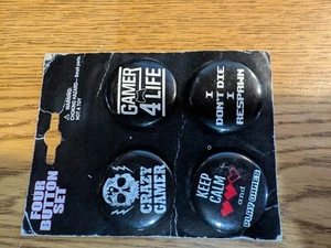 Four Gamer Buttons *New on Card* - Picture 1 of 2