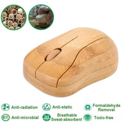 Wireless Bamboo Mouse Healthy Eco Friendly Optical Mice for Computer - Image 1 of 4
