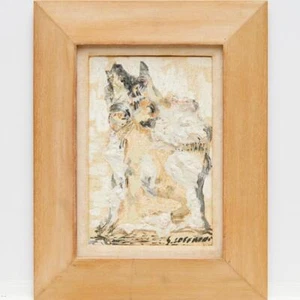 Silvio Loffredo Abstract Mixed Media on Canvas Matted Framed Signed 18.5"h 1966 - Picture 1 of 6
