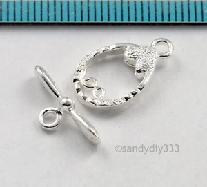1x STERLING SILVER BRIGHT SWEET OVAL TOGGLE CLASP 10mm (#478) - Picture 1 of 3