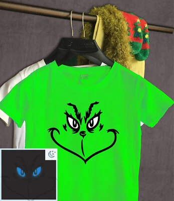 Сделай сам Светящийся в Темноте Рождественский Гринч утюг виниловая наклейка, постоянное нагревание трансфера - Изображение 1 из 4