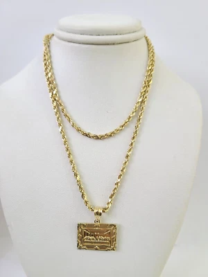 Cadena Cuerda 10k 2.5mm Última Cena Colgante Oro 18"-28" Conjunto Dije Collar Foto 1 de 4