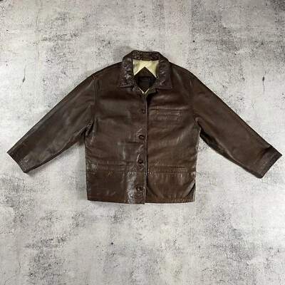 Vintage 90s Italian Leather Jacket Men's Brown Genuine Leather Size M - Image 1 of 4