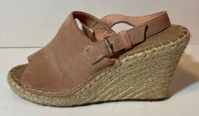 Toms Mujer Talla 7.5 Monica Rosa Gamuza Alpargata Cuña Sandalias Zapatos Foto 1 de 4