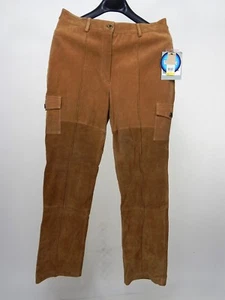 New Massini Women's Wash Split Pants Cargo Washable Suede Size 12 - Picture 1 of 5