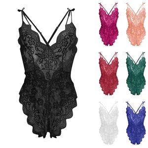 Womens Sexy Lace Body Crotchless Babydoll Bodysuit Nightwear Underwear Lingerie- - Picture 1 of 30