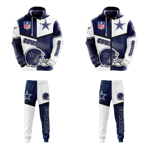 Dallas Cowboys Mens Hoodie Sweatsuit Sets Casual Jogging Pants Tracksuit Gift Cover