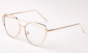 Classic Clear Lens Glasses Vintage Retro Gold Frame Eyeglasses Unique UV 100% - Picture 1 of 3