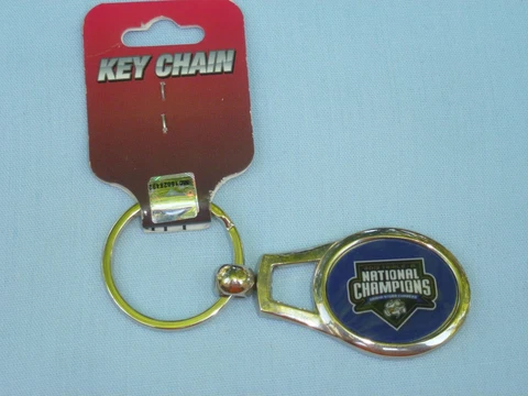OMAHA STORM CHASERS "Champions" Silver Oval Metal KEYCHAIN / KEYRING Rico  NWT Cover
