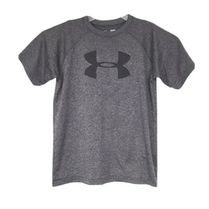 Under Armor Kids Boys Youth T Shirt Sz Large Loose Heat Gear Gray Crew Neck - Picture 1 of 5
