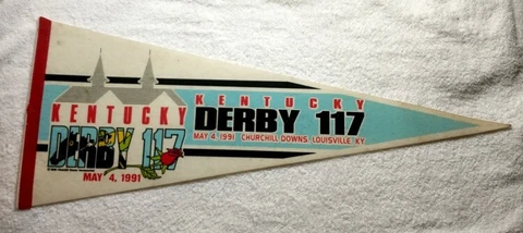 KENTUCKY DERBY PENNANT • #117 • 1991 • Big 30" • Churchill Downs Horse Racing Cover