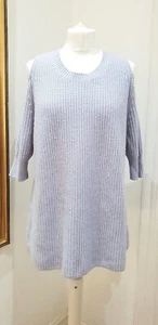 Jersey Zoe Jordan Azul Tejido Grueso Hombro Frío Tejido Lana Cachemira Maje M/L - Imagen 1 de 10