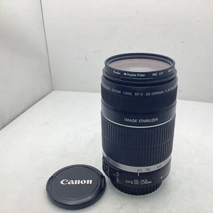 Canon EF-S 55-250mm F4-5.6 IS Lens W/ Lens Cap + Kenko UV Lens Filter (P5) S#577 - Picture 1 of 7