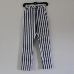 NWT Bonpoint Girls Fetiche Navy White Vertical Stripe Straight Leg Pants 12 - Picture 1 of 6