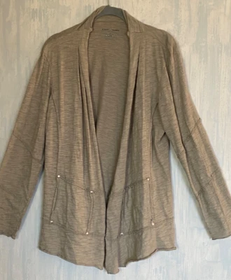 NEON BUDDHA Cárdigan Abierto Chaqueta Chal Envoltura 100% Algodón Ojales Beige Taupe L Foto 1 de 4