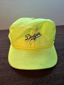 Seltene Los Angeles Dodgers 90er Nylon Neon Gelb SnapBack Mütze NM - Bild 1 von 5