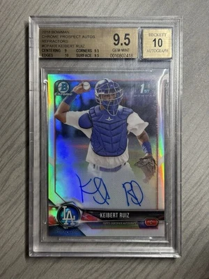 2018 Bowman Chrome 1st Refractor Keibert Ruiz RC Rookie /499 BGS 9.5 w/ 10 AUTO - Image 1 of 2