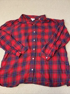 Top J. Jill ligero a cuadros con botones para mujer talla 2X tartán vacaciones - Imagen 1 de 5