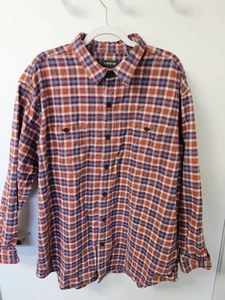 Camisa Orvis Hombre XXL Alta Naranja Franela Perfecta Cuadros Peso Pesado 2XLT Imitación-Sued - Imagen 1 de 16