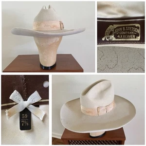 Vtg STETSON TOM MIX 4x Beaver Hat 7 3/8 Western Cowboy Big Country Gus 80s 90s - Picture 1 of 24
