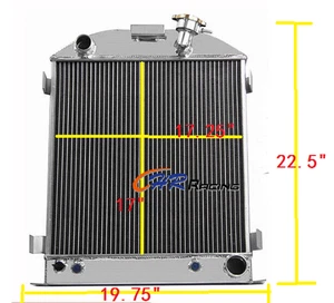 For Ford 1932 Chopped Hot Rod W/Chevy 350 V8 Engine 3Row 62MM  Aluminum Radiator - Bild 1 von 6