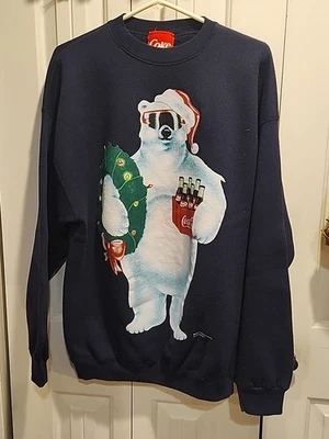 Sudadera Coca Cola Años 90 Talla XL Azul Marino Para Hombre Oso Polar Hecha en EE. UU.  Foto 1 de 4