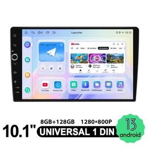 1-DIN 10.1 Zoll Android Auto Radio 8 Kern Android 13 8+128GB Unterstützt Kamera - Bild 1 von 16