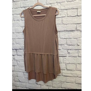 Mote Womens Tank Top Layered Hem Sleeveless Casual Blouse Top, Large - Picture 1 of 7
