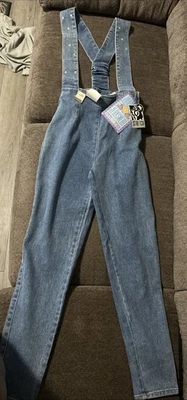 Vintage Jordache Denim Blue Jeans 90s Carpenter Overalls NEW 9/10 Studs Pants - Image 1 of 4