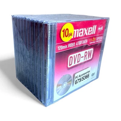 Maxell DVD-RW Blank Discs 10 Pack | 4.7GB 120min Rewritable Sealed Jewel Cases - Image 1 of 4