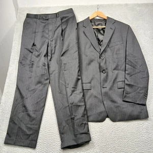 Calvin Klein Suit 40R Gray Pinstripe 2-Button Wool Cashmere Blend Made in Canada - Picture 1 of 14