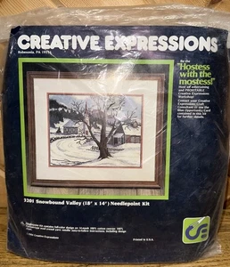 Vintage 1984 Creative Expressions Needlepoint Kit #3201 Snowbound Valley 18x14” - Picture 1 of 5