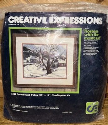 Vintage 1984 Creative Expressions Needlepoint Kit #3201 Snowbound Valley 18x14” - Image 1 of 4