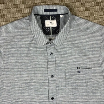 7 Diamonds 4 Way Stretch Men's Shirt XL Short Sleeve White Blue Regular Fit 7D - Image 1 of 4