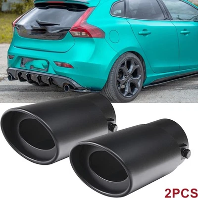 2PC For Volvo V40 Rear Exhaust Pipe Tail Tip Muffler Round Accessories - Изображение 1 из 4
