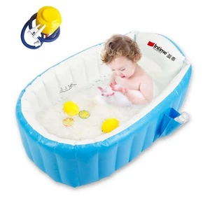 Baby Inflatable Bathtub, Portable Infant Toddler Bathing Tub with Air Pump, Blue - Picture 1 of 7