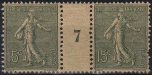 FRANCE MOUCHON N° 130 GC PAIRE MILLESIME 7 NEUF ** GOMME AVEC CHARNIERE CENTRALE - Picture 1 of 2