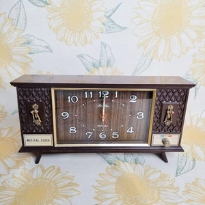 NOT WORKING FOR PARTS OR REPAIR Rhythm Bell & Music Mantle Clock Vintage - Picture 1 of 11