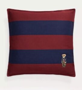Ralph Lauren Polo Bear cushion Striped Navy And Red 20x20 Inches