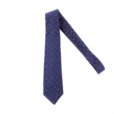 Corbata Kiton nueva sin etiquetas 100 % seda siete pliegues en azul brillo con cachemir azul/marrón Foto 1 de 4