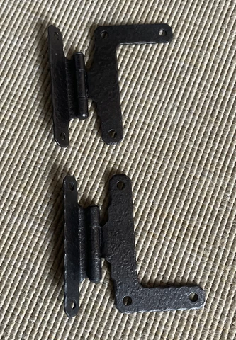 Vintage Lot 2 Hammered Metal Kitchen Cabinet Door Hinges Rustic Cover