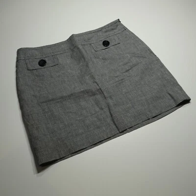 Michael Kors Skirt Size 12 Linen Cotton Straight Short Black Houndstooth Dressy - Image 1 of 4