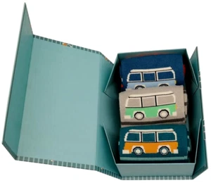  Herrensocken Geschenkbox 3 Paar Packung Camper blau grau Herren Neuheit Bambus Baumwolle neu - Bild 1 von 6